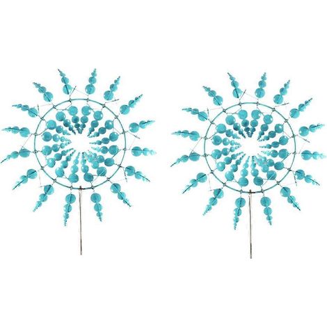 Magische blaue kinetische Windmühle aus Metall, ideal für Hof und Garten. (1/5)