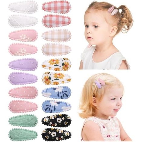 (Floral)Barrettes à cheveux - Snap Toddler - Lot de 20 - Motif floral - Mini barrettes enroulées - Accessoires mignons (1/4)