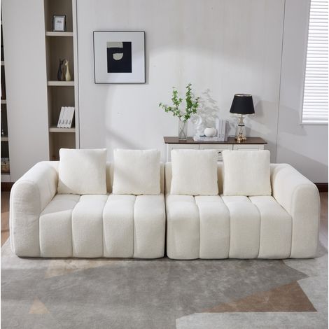 Canapé modulare in tessuto beige 260x94,5x80 cm, senza montaggio, assise profonda (1/5)