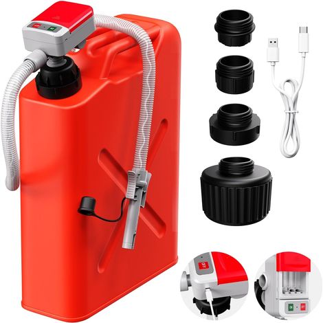 Pompe Électrique pour Carburant avec Stop Automatique - Essence, Gaz, Diesel, USB pompe électrique à essence avec 4 tailles d'adaptateurs et tuyau (1/5)