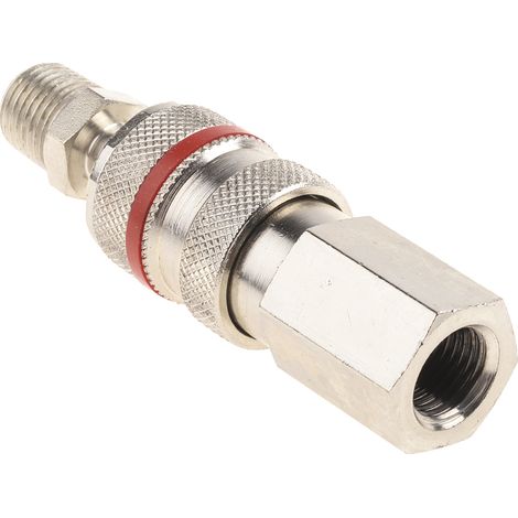 Raccord rapide pneumatique RS PRO, Filetage vers Femelle, Mâle G 1/4 Femelle, R 1/4 Mâle 1/4pouces PLC 60, Rectus 19 en ( Prix pour 1 ) (1/3)