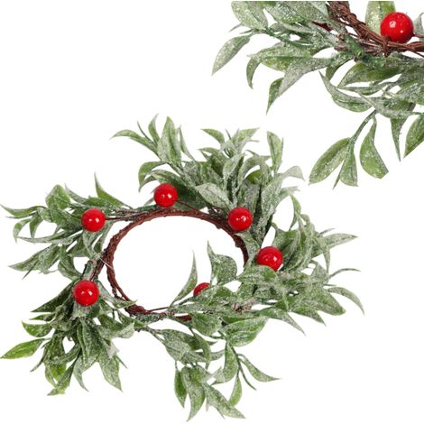 Ghirlanda di sorbo con foglie, decorazione di 20 cm per candela natalizia (1/5)