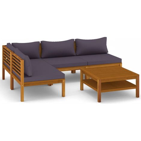 Mobili da giardino mobili da esterno Set di mobili da 5 pezzi con cuscino in legno massello di acacia 020016290