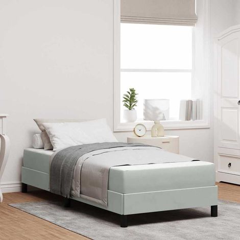Boxspringbett mit Matratze Hellgrau 90 x 210 cm Stoff