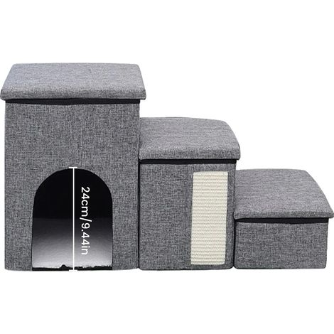 Escaliers pour animaux de compagnie, marches larges antidérapantes, design multifonctionnel, GRIS (1/2)