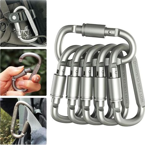 Lot de 6 Mousqueton Porte Clé Clef INOX Petit Mini Mousquetons LéGer Et Durable pour Water Jug Dog Leash Keychains (1/5)