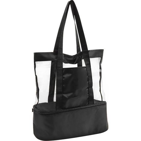 Sac de pique-nique en maille haute capacité, double couche isolé, léger pliable, pour plage, voyage. (1/5)