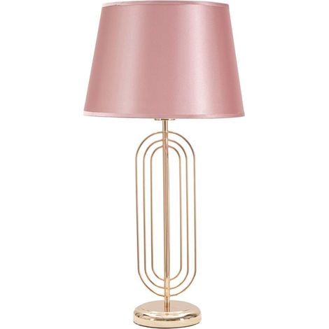 Lampada da Tavolo Krista Ø33x64 cm in Ferro PVC e Tessuto Oro e Rosa (1/5)