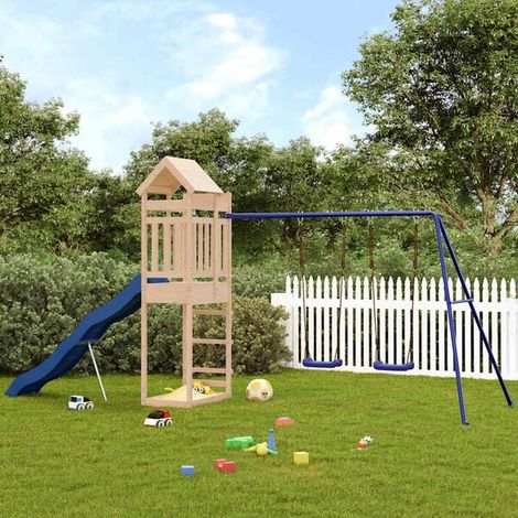 Aire de jeux extérieure : Aire de jeux d'extérieur bois de pin imprégné jeu extérieur enfant, aire de jeu jardin, balançoire enfant , pour jardin, usage domestique , enfant 3-8 ans (1/5)