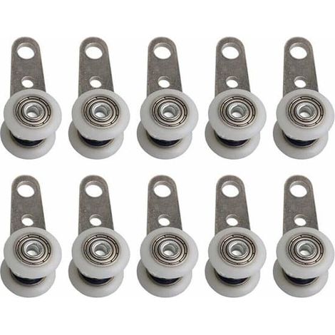 Roulettes pour portes coulissantes (lot de 10), roulettes pour rails de porte, petits rails de guidage fixes, roulettes pivotantes, roulettes pour meubles (1/5)