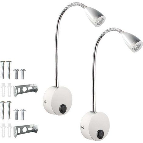 Set di 2 luci notturne a LED, luci di lettura a collo di cigno, 3W, luce calda 3000K (1/5)