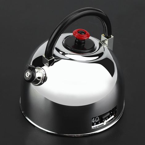 Minuteur de Cuisine Mécanique 60 Minutes en Forme de Théière, Acier Inoxydable, Minuterie à Remontoir (1/5)
