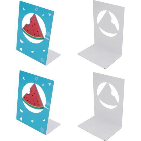 Lot de 4 serre-livres créatifs en métal, motif pastèque, pour étagère. (1/5)