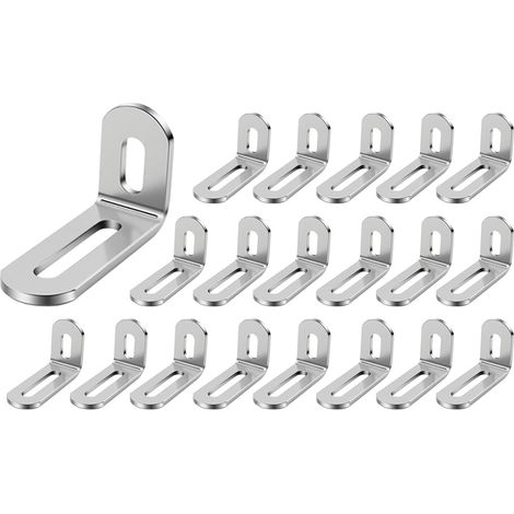 (20 Pcs Equerre Metal Inox, Équerre Murale En Forme de L pour Fixation et Réparer les Meubles, Equerre Charpentier Installation Simple et Robuste (1/5)