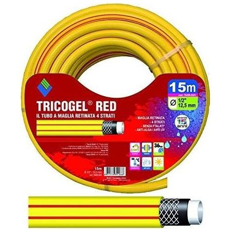 Vigor-Blinky 76496-02 Tubo Tricogel Red per Irrigazione 4 Strati 1-2'' 15 m Rinforzo Maglia Retinata Senza Ftalati colore Rosso