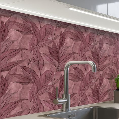 REVETEMENT MURAL DE CUISINE, CRÉDENCE DE CUISINE Feuilles - Motif - Violet 80x60 (1/5)