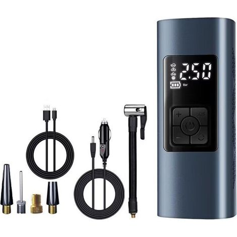 Mini Compresseur à Air Portatif Gonfleur Pneus Voiture Pompe Électrique 150PSI Portatif Velo Pompe sans Fil avec écran LCD Numérique Lampe LED Rechargeable pour Voiture Vélo Moto Balle (1/2)