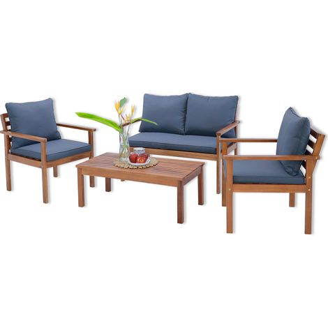 Set di mobili da giardino 4 pezzi in legno di acacia grigio naturale 030010527