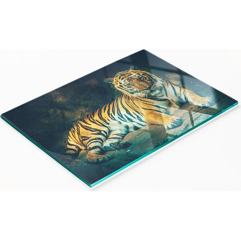 Dekoratives Schneide- und Servierbrett aus Glas „Tiger Cave“, 80 x 52 cm (1/5)