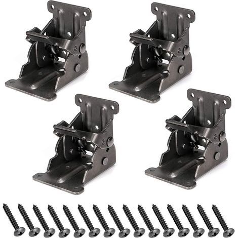 4 Pcs Charnière pliante autobloquante 90, support pliable, verrouillage extension table support d'étagère pliable en tôle d'acier pour table de travail (1/5)
