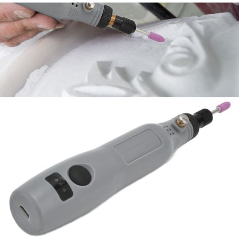 Meuleuse/perceuse électrique 5 V CC à trois vitesses réglables, mini-kit électrique pour le bricolage, la sculpture et le nettoyage d'objets décoratifs, outil de polissage manuel SFD102 Gris (1/5)