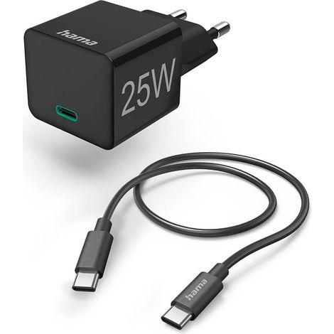 Hama schnellladegerat 1x usb c mit kabel 25w pd 10m schwarz