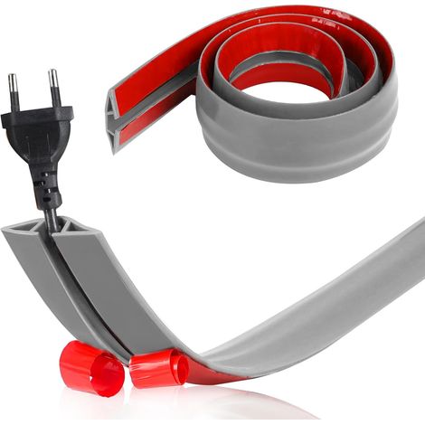 Self-adhesive floor cable bridge - 5 cm x 1 m - Small flexible cable grommet - Mini self-adhesive cable grommet - Cable protection for all power cables - Grey (1/5)