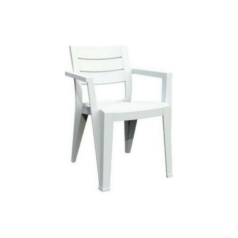 Fauteuil de jardin Keter JULIE blanc – Structure en résine inaltérable – Résistant aux intempéries et aux rayons UV – Dimensions 61x58xH79 cm