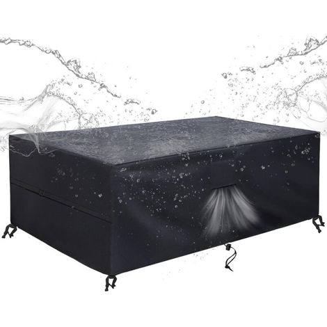 royaluxe - Housse pour Meubles de Jardin, 420D Oxford Tissu Housse Table de Jardin Protection pour Tous Les Temps, pour Ensembles de Table et de Canapé avec Corde et Boucle Verrouillage