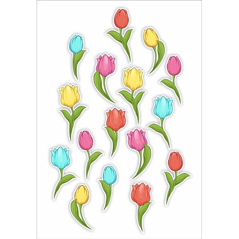 Doppelseitige Fensterdekorationen – Tulpen 02, 16 Stück