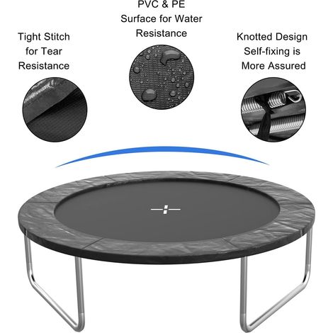 Lot de 2 Housse de protection pour trampoline 180 cm, Coussin de sécurité de remplacement, Tapis de protection rond avec ressorts, Accessoires de rechange pour cadre extérieur (1/4)