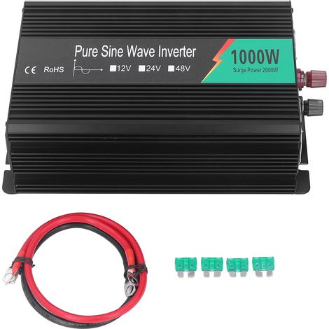 Onduleur 1000W Pur Sinus, Convertisseur de Tension 220-240V avec Écran LCD, Refroidissement Intelligent, Chargeur Intégré, Alimentation Stable pour Camping et Maison (1/5)