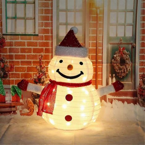 Décoration lumineuse de Noël extérieure, figurines, Père Noël et bonhomme de neige à LED (40 LED pliables).