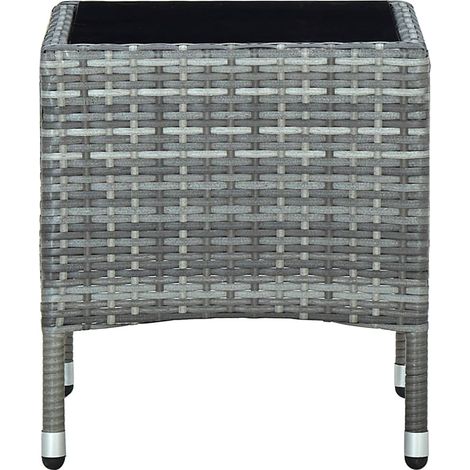 Table de jardin Table d'extérieur Table d'appoint Gris 40x40x45 cm Résine tressée 47265 (1/5)