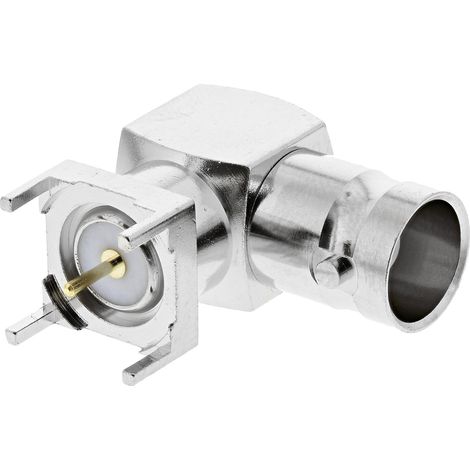 Connecteur coaxial RS PRO Femelle à angle droit, raccordement Traversant 75O Montage sur CI ( Prix pour 1 ) (1/2)