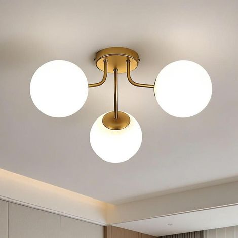Plafonnier LED moderne, culot E27, lumière blanche, lustre à trois têtes, luminaire décoratif, idéal pour la salle à manger et le salon. (1/5)