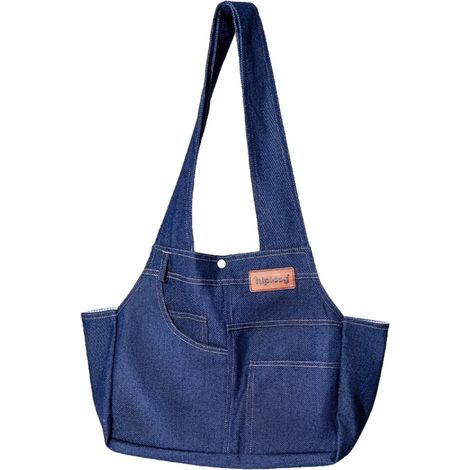 Sac Transporteur Pour Chien - Toile Denim Lavé - Ouverture Courbée Latérale - Sangle Élargie Confortable - Support Rigide Intégré - 34 x 18 x 16 cm - 1 Pièce (1/5)