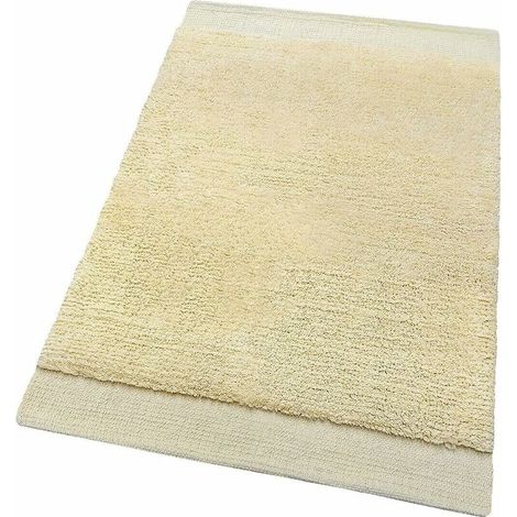 Tapis de Bain Pur Coton Tapis de Chevet Lavable Doux Absorbant Antidérapant Beige - 50x80 Cm (1/4)