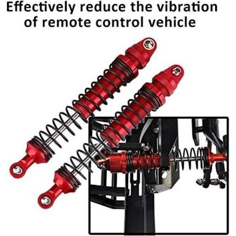 4pcs Amortisseur de Choc de rc, amortisseurs en Aluminium assemblés Ressorts amortisseurs Amortisseur de RC pièces de Mise à Niveau pour 1/10 RC Camion de Voiture de Chenille(100mm) (1/4)
