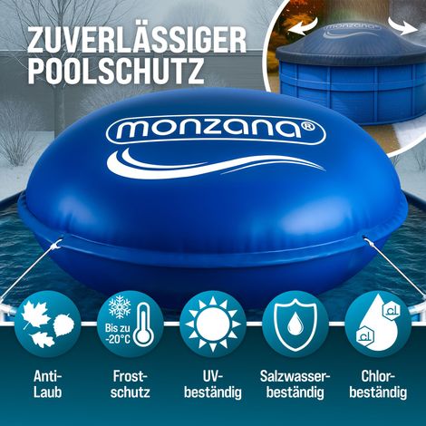 MONZANA® Coussin de piscine hivernage 4m XXL rond résistant chlore cordes PVC -20°C double couture valve 6 œillets coussin gonflable flottant air