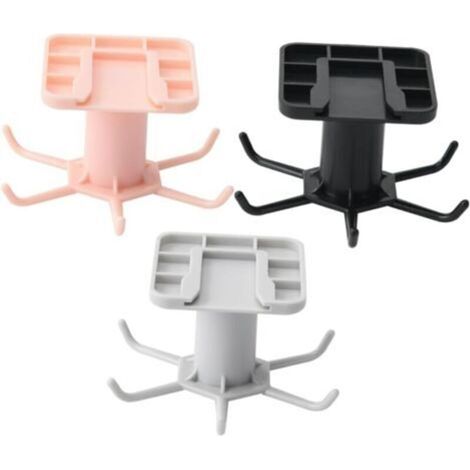Support à ustensiles de cuisine rotatif à 360° - Crochet sous armoire - 3 pièces (noir + blanc + rose) (1/4)