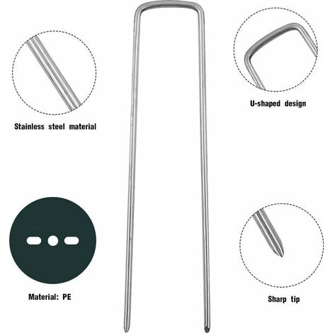 40 picchetti da giardino con rondelle, picchetti di fissaggio in acciaio zincato per teloni, elementi di fissaggio per tessuti anti-erbacce - 150 mm di lunghezza, 25 mm di larghezza, 2,8 mm di diametr (1/4)