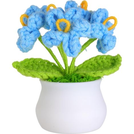 Fleur artificielle en pot, plante en pot au crochet, mini pot de fleurs tricoté, petite fleur faite main au crochet pour la décoration de la table de bureau ou de la maison-AquaForge (1/5)