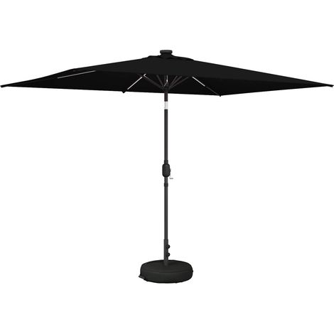 Garden Parasol with LED Lights and Base 200 x 300 cm Polyester vidaXL (1/5)