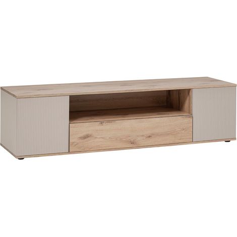 Meuble TV Rainuré "Catalina" 160cm Naturel (1/5)