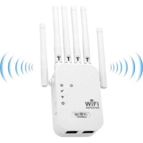 Répéteur WiFi Double Bande 1200 Mbps (5GHz / 2.4GHz), Amplificateur de WiFi avec Port Ethernet
