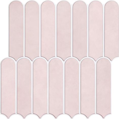 Rose Credence Adhesive pour Cuisine, Mat 3D Carrelage Adhésif Mural 30x30 cm 10 Pièces - Crédence Autocollante Mat Rose pour Salle de Bain - Metro 3D Dalle PVC Adhesive Murale (1/5)