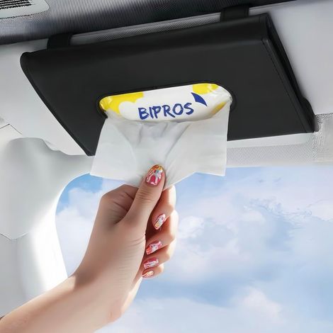 Porte-mouchoirs auto avec lotions ultra douces – support de visière fin pour voitures, camions et SUV, organiseur compatible Kleenex (1/5)