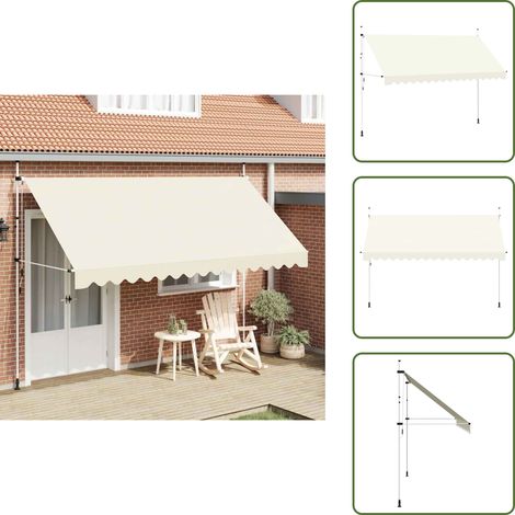 Auvent manuel rétractable 400 cm Crème - Auvent Retractable - Stores Exterieurs - Parasol - Protection Solaire - Abri Jardin (1/5)