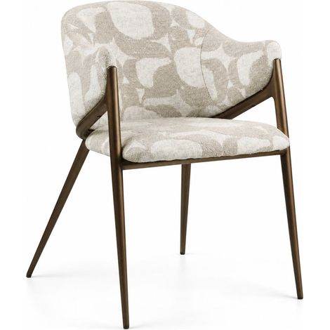 Chaise de salle à manger beige avec accoudoirs - beige naturel et bronze (1/5)